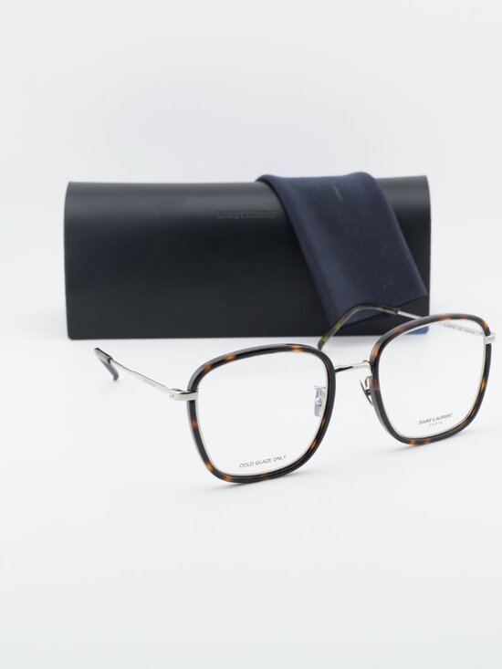 Saint Laurent SL440/F OPT 002 Square Eyeglasses – Havana/Silver 54mm main image 5
